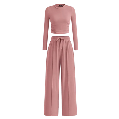 🔥Last Day 89% OFF🔥Women's Winter 2-Piece Set – Warm Top & Wide-Leg Pants