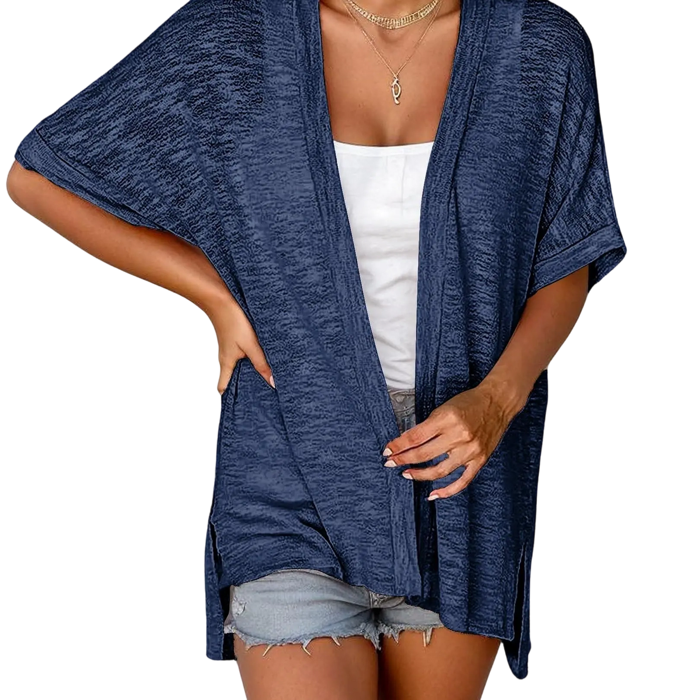 Womens Lightweight Cardigan Short Sleeve  Coverup Minimalist