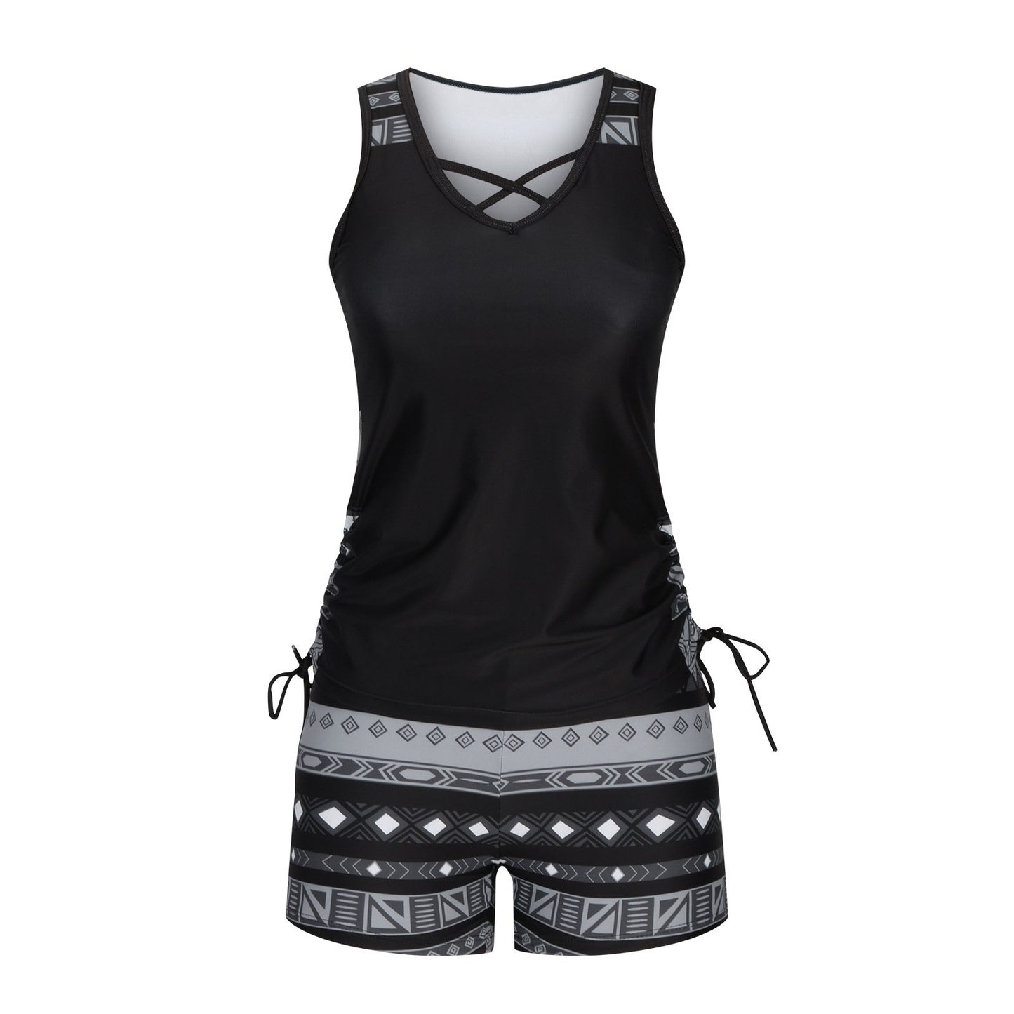 ⏰LAST DAY 90% OFF - Women's 2-Piece Tummy Control Tankini Set with Built-In Bra – Flattering Boho Swimwear with Shorts