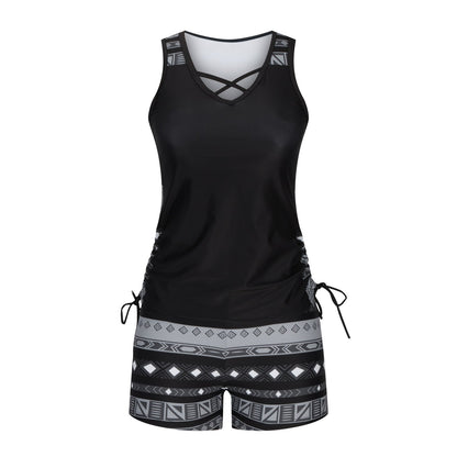 ⏰LAST DAY 90% OFF - Women's 2-Piece Tummy Control Tankini Set with Built-In Bra – Flattering Boho Swimwear with Shorts