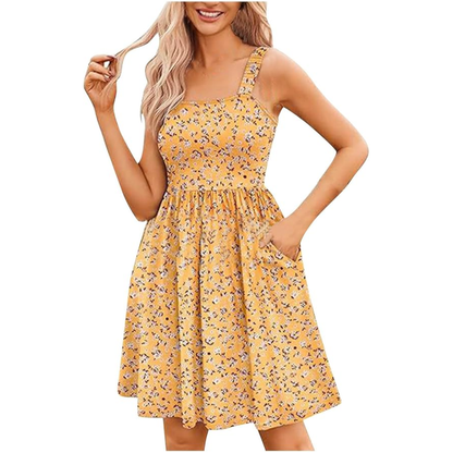 Women's  Floral Square Neck Sleeveless Casual Dress with PocketsDresses Sundress🌸