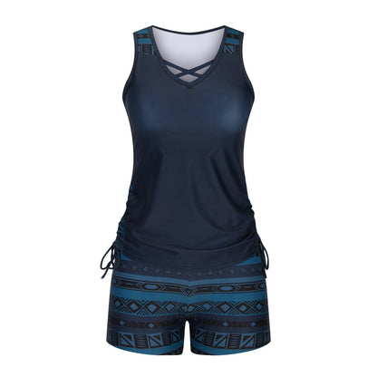 ⏰LAST DAY 90% OFF - Women's 2-Piece Tummy Control Tankini Set with Built-In Bra – Flattering Boho Swimwear with Shorts