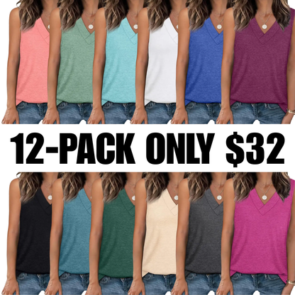 Tank Tops for Women Summer V Neck T Shirts Trendy Sleeveless Basic Tee Loose Fit