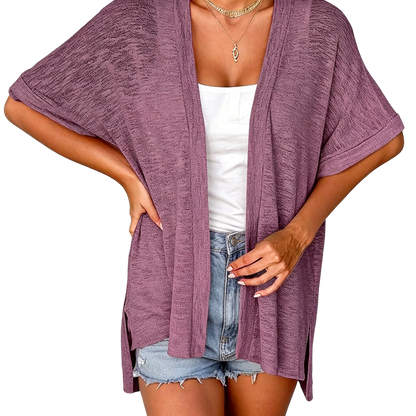 Womens Lightweight Cardigan Short Sleeve  Coverup Minimalist
