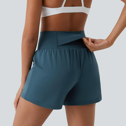 💝Last Day Promotion⚡8 piece ultra high waist back pocket and side hidden pocket 2 in 1 Yoga shorts set 5