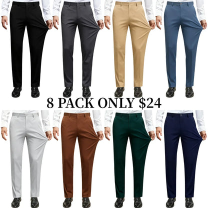 Men Stretch Dress Pants Casual Formal Trousers